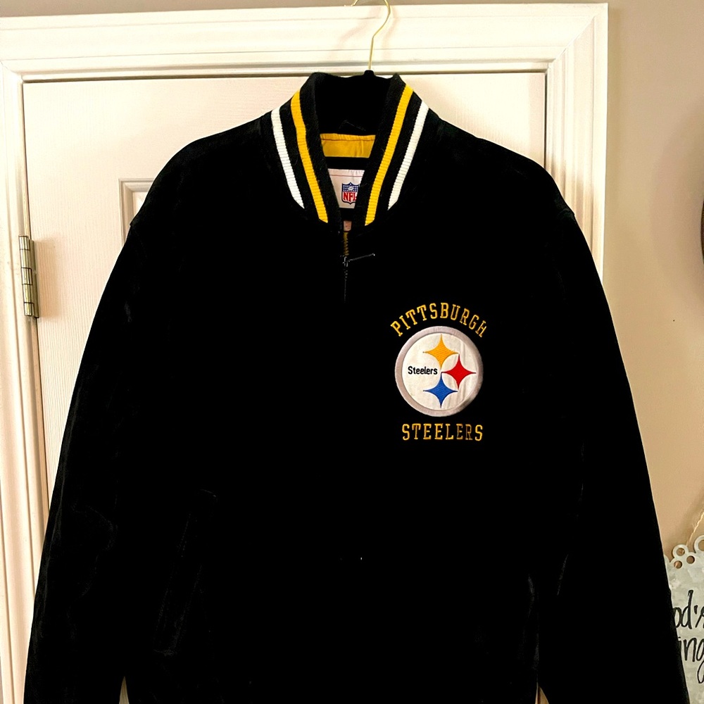 Pittsburgh Steelers SuperBowl XL suede Leather bomber jacket Size large